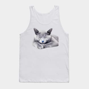 Russian Blue Cat sleeping Tank Top